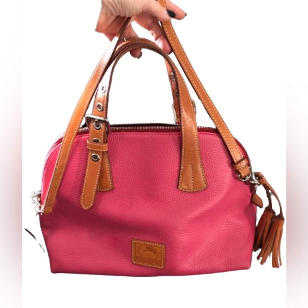 Dooney & Bourke- vintage, bright pink, genuine pebble grain leather satc…